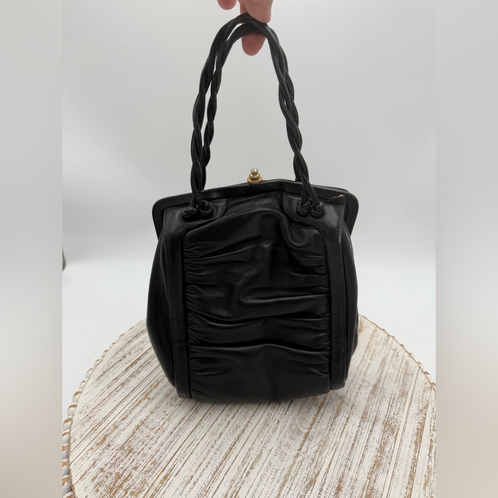 Vintage‎ AS IS Italian Black Leather Handbag